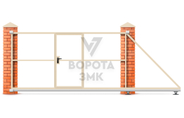 Откатные ворота 2250×2550 с калиткой под ключ ЗМК-7610